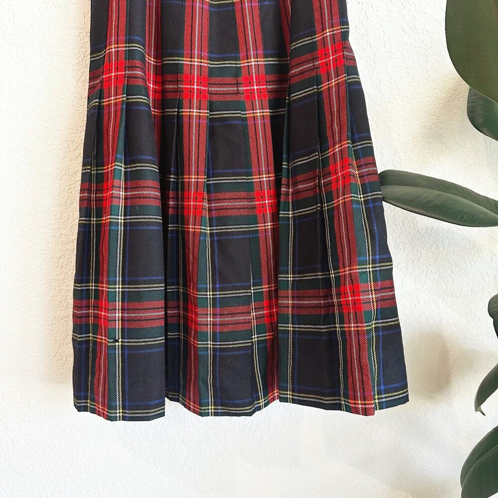 VTG Land's End 100% Wool Tartan Plaid Skirt 8 Made In England Preppy Academia - Picture 3 of 9